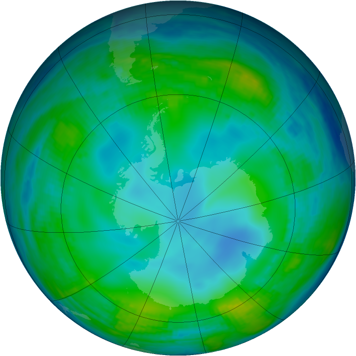 Antarctic ozone map for 26 May 1990